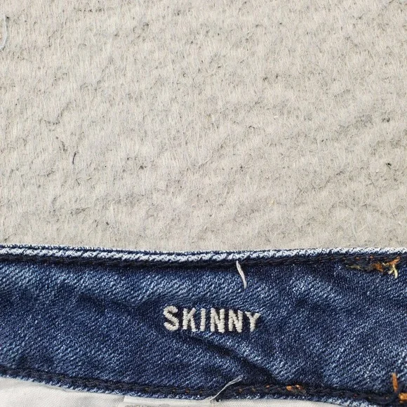American Eagle Outfitters Skinny Jeans Womens 6 Blue‎ Denim Stretch Whiskered - Picture 8 of 10
